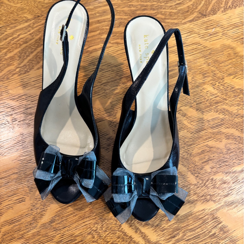 Kate Spade Black Peep-Toe Heels with Bow